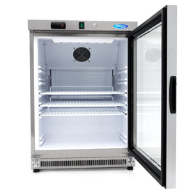Frigider inox cu usa sticla, 0/+8 °C, 200 Litri - 0