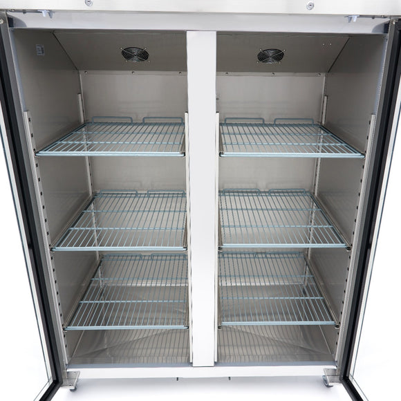 Frigider inox cu 2 usi sticla, 0/+8 °C, 1200 Litri, GN 2/1, agent frigorific ecologic R290 - clasa energetica C