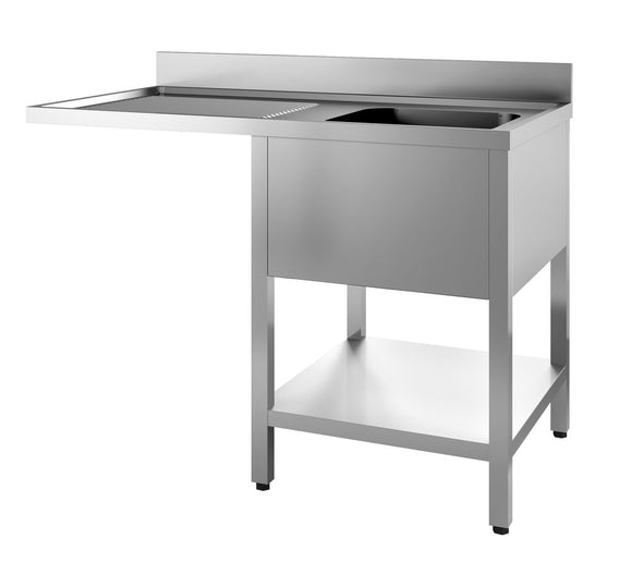 Spalator inox Combisteel 120x70xH85 cm, cuva 40x50 cm pe dreapta, cu polita, demontabil