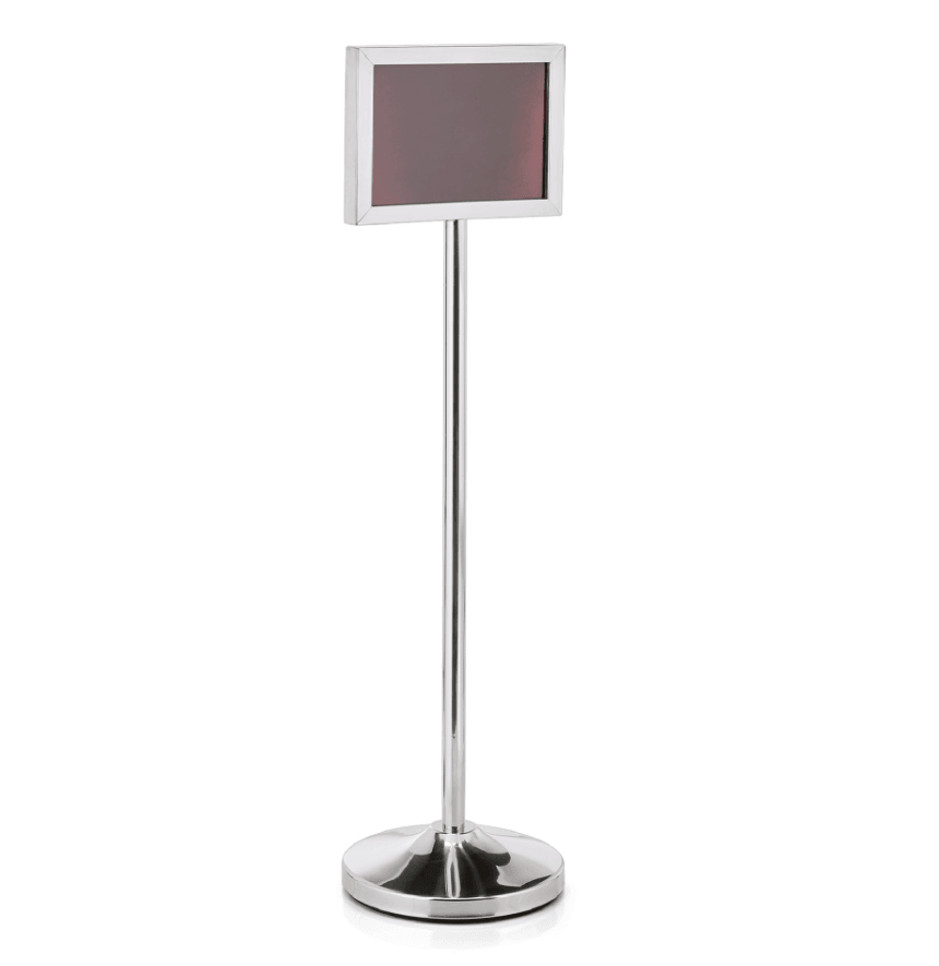 Stand de informare argintiu 120 cm cu afisaj dublu A4 orizontal - eurogastro.ro