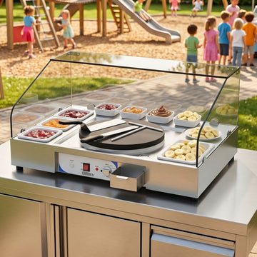 Stand clatite / crepes, Ø clatite 40 cm, cu 7 boluri portelan albe. 2,7 kW, 230 V