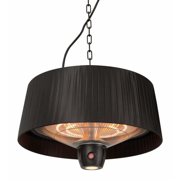 Incalzitor terasa electric suspendat Sunred Artix Compact ARTIX C-HB negru, cu abajur, pe fundal alb