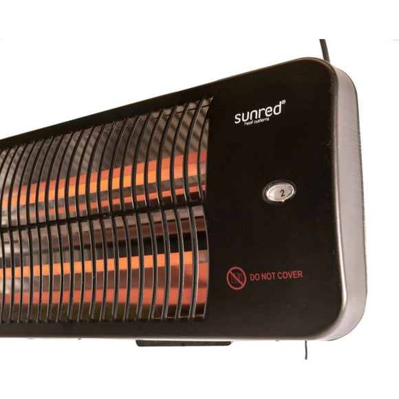 Detaliu tuburi quartz aprinse si grilaj al incalzitorului Sunred Lugo