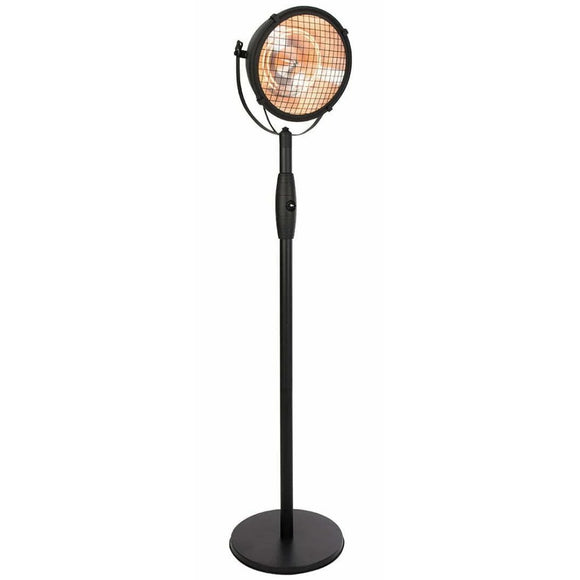 Incalzitor terasa electric Sunred Indus RSS19 negru, cu stativ, vedere completa pe fundal alb
