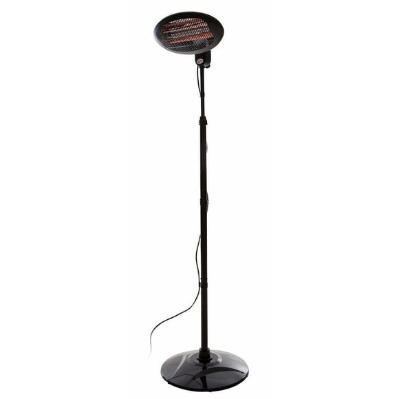 Incalzitor terasa electric Sunred Elektra SMQ2000A negru, cu stativ, vedere completa pe fundal alb