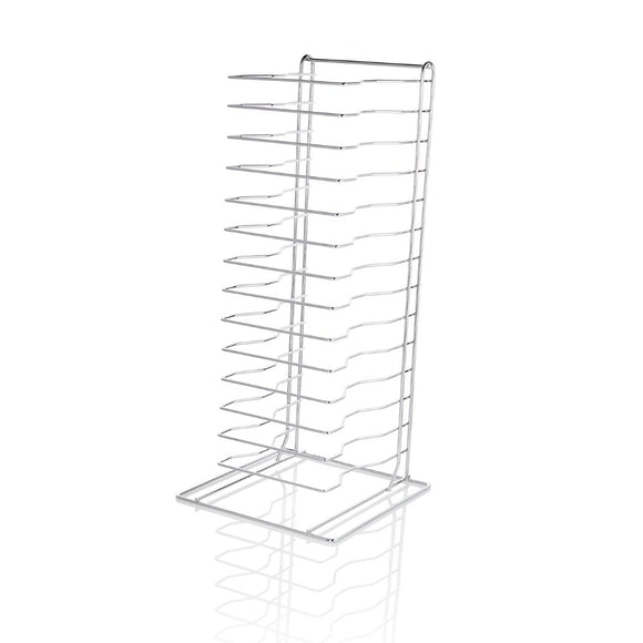 Suport pentru 15 tavi pizza, distanta intre tavi 4 cm, 30,5 x 30,5 x H 69 cm, otel cromat