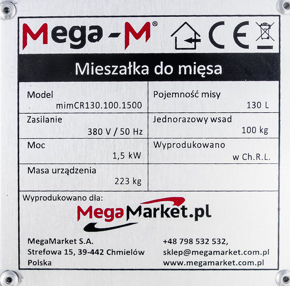 Malaxor pentru carne mim CR130.100.1500 cu cuva basculanta