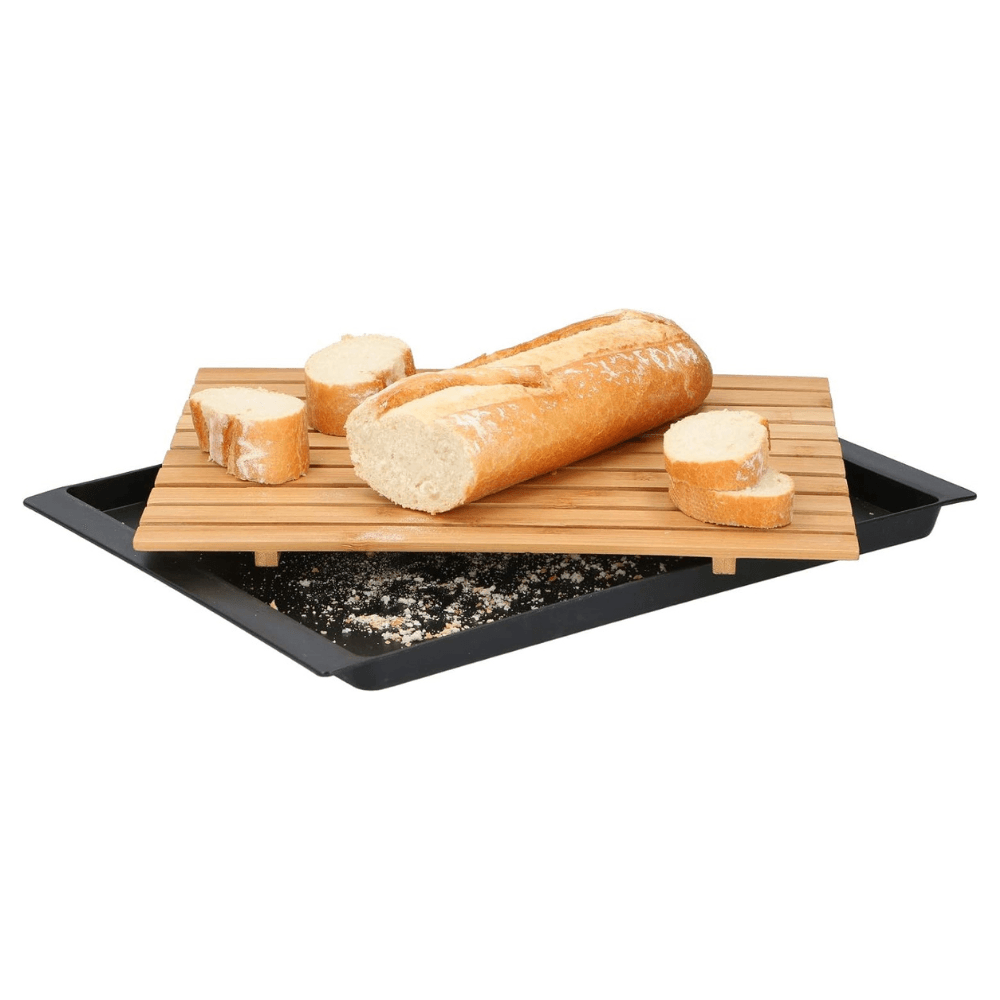 Tocator pentru paine bambus cu tava firimituri 38x27 cm - eurogastro.ro