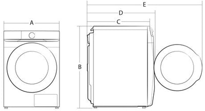 Desen tehnic cu dimensiunile uscatorului de rufe Samsung ASC 16 - imaginea 2