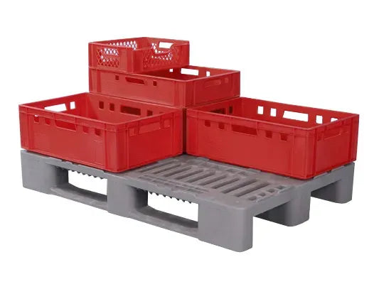 Cutie plastic pentru carne Transoplast E1, 600 x 400 x 125 mm, rosie - imaginea 6