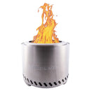Vatra RedFire Volcano Large din inox, aprinsa, cu flacara mare, vazuta in studio