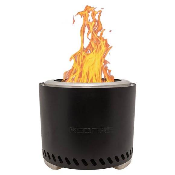 Vatra RedFire Volcano Large neagra, aprinsa, cu flacara mare, vazuta in studio