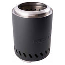 Vatra RedFire Volcano Small, cu corp negru si margine din inox, vazuta pe o parte