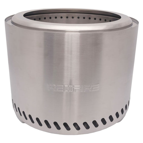 Vatra RedFire Volcano Extra Large din inox, vazuta pe o parte, pe fundal alb