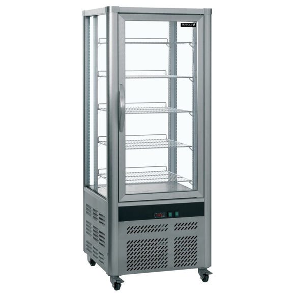 Vitrina verticala cofetarie, latime 70 cm, 5 polite + baza, total expunere 2.29 m², clasa energetica B