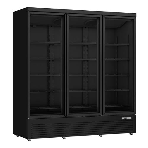 Vitrina frigorifica verticala Unninox UNN187BTAH-1, 1530 L, 3 usi sticla, negru