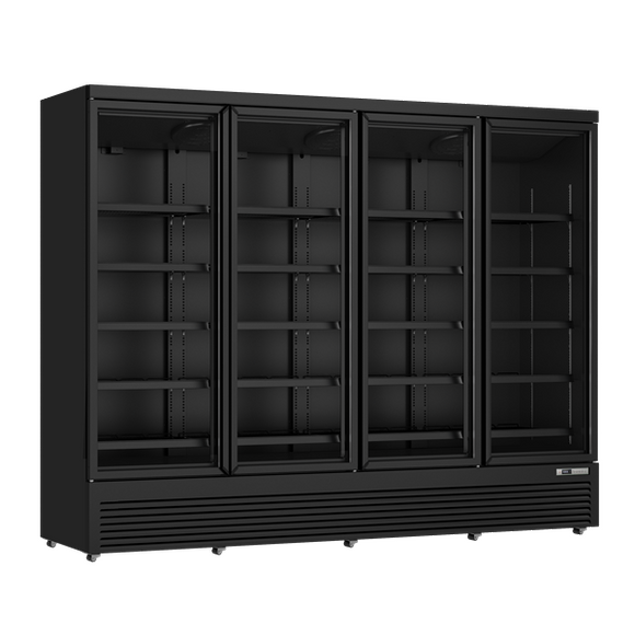 Vitrina frigorifica verticala Unninox UNN208TN, 2025 L, 4 usi sticla, negru