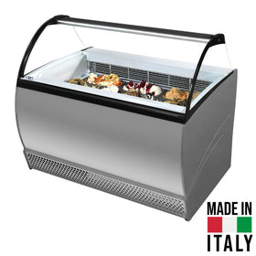Vitrina inghetata ISABELLA 10LX expunere 10 cuve, gri,-16/-14  °C, racire statica, iluminare LED, 550 W, clasa energetica C