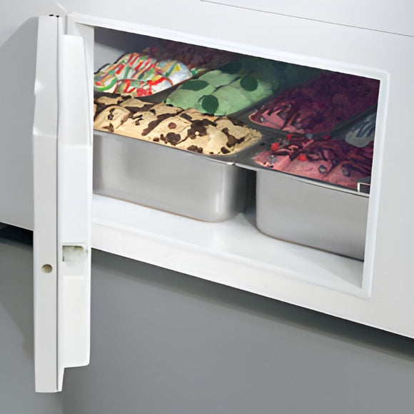 Vitrina inghetata ISABELLA 10LX expunere 10 cuve, gri,-16/-14  °C, racire statica, iluminare LED, 550 W, clasa energetica C