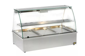 Vitrina de expunere calda bain marie cu scurgere capacitate 2 cuve GN 1/1 3.5 kW