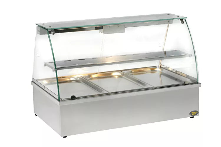 Vitrina de expunere calda bain marie cu scurgere capacitate 2 cuve GN 1/1 3.5 kW