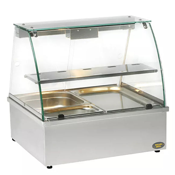 Bain-marie cu vitrina si sistem de vidange - capacitate 2 baci gn 1/1, putere 3.50 kw, alimentare 230v