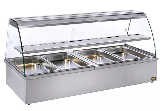 Vitrina de expunere calda bain marie, cu scurgere, capacitate 3 cuve GN 1/1, 3.56kW