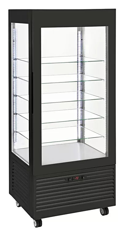 Vitrina de congelare cu ventilatie cu rafturi din sticla, capacitate 480L, putere 0,80 kW