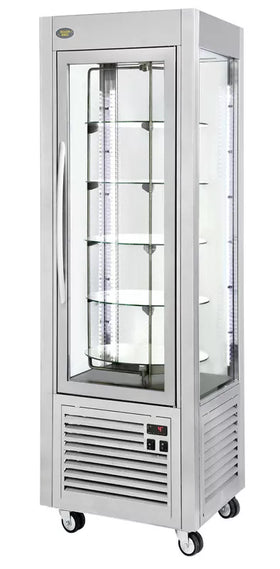 Vitrina frigorifica de congelare verticala cu ventilatie si rafturi rotative din sticla - 360L, 0.80kW, alimentare 230V