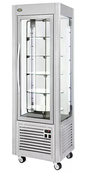 Vitrina frigorifica verticala cu ventilatie fortata si rafturi rotative din sticla - 360L, 0,43kW, alimentare 230V