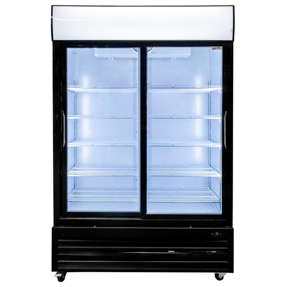 Vitrina frigorifica 2 usi 1048L RICO i133 iluminare LED plafon publicitar superior iluminat usi glisante