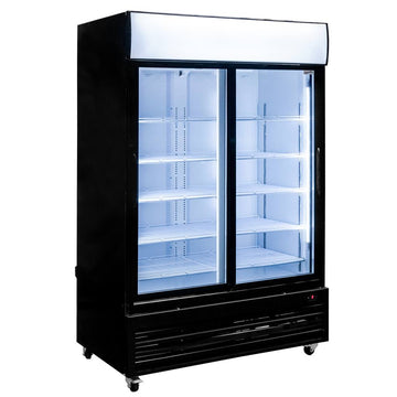 Vitrina frigorifica 2 usi 1048L RICO i133 iluminare LED plafon publicitar superior iluminat usi glisante