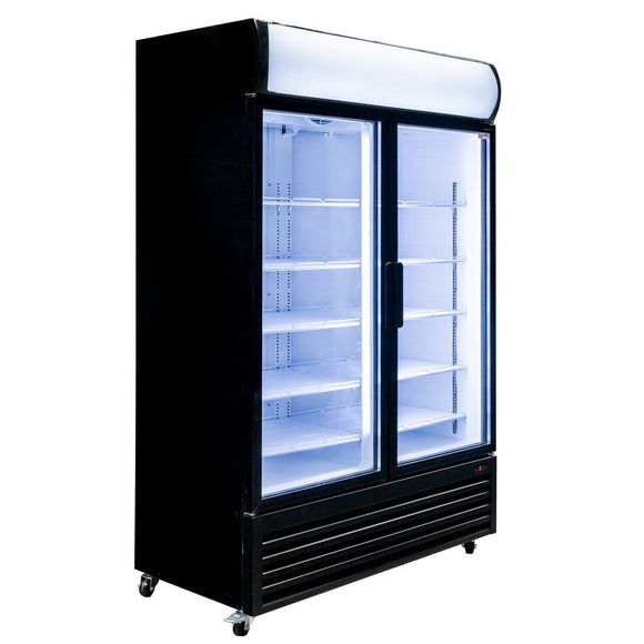 Vitrina frigorifica 2 usi 1048L RICO i133 iluminare LED plafon superior publicitar iluminat