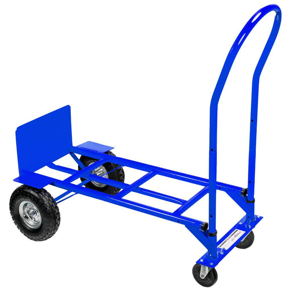 Carucior transport pliabil 2in1 depozit tip roaba 250kg albastru