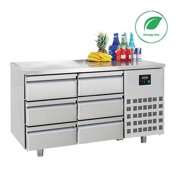 Masa refrigerare inox cu 6 sertare ENERGY Line, Temp. -2/+8 °C - eurogastro.ro