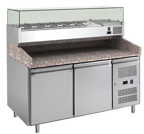 Banc refrigerat pizza cu 2 usi si vitrina de ingrediente