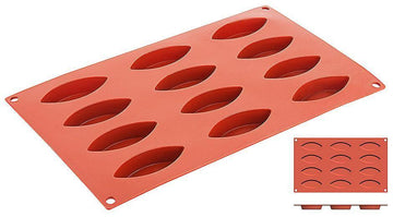 Forma silicon 12x20 cm , 12 forme ovale 7,2x3x1,5 H , 12x20 ml Forma din silicon alimentar cu
