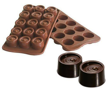 Forma silicon pentru praline ciocolata, model cilindric,Vertigo 15 X 10 ml Ø 28 H 20 mm