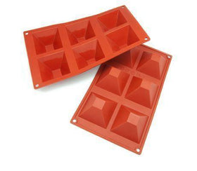 Forma silicon 30 x 17,5 cm, 6 piramide 7,1 x 7,1 x h 4 cm , 6 x 90 ml. Forma din silicon alimentar cu