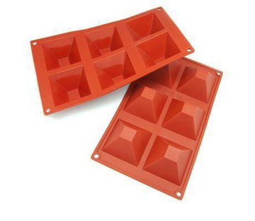 Forma silicon 30 x 17,5 cm, 6 piramide 7,1 x 7,1 x h 4 cm , 6 x 90 ml. Forma din silicon alimentar cu