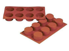 Forma silicon Ramekin 30 x 17,5 cm, 8 forme cilindrice 6 x h 3 cm , 8 x 85 ml Forma din silicon alimentar cu