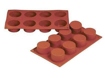 Forma silicon Ramekin 30 x 17,5 cm, 8 forme cilindrice 6 x h 3 cm , 8 x 85 ml Forma din silicon alimentar cu
