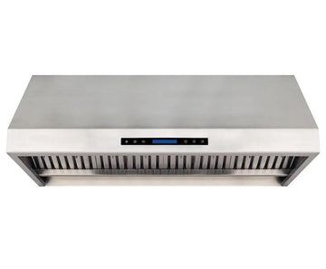 Hota de perete profesionala, cu motor, lumina si regulator turatie cu 4 viteze, functie auto, 120x63xH45 cm