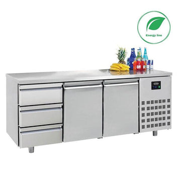 Masa refrigerare inox cu 2 usi 3 sertare ENERGY Line, Temp. -28 C