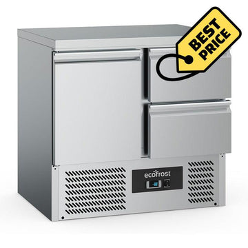 Masa refrigerata inox cu 1 usa si 2 sertare, temp. 2 8 C, agregat inferior