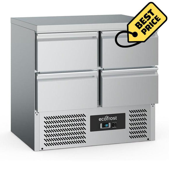 Masa refrigerata inox cu 4 sertare, Temp. 2 8 C, agregar inferior