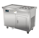Masina de inghetata thailandeza cu plita refrigerata 50x50 cm si dulap depozitare refrigerata