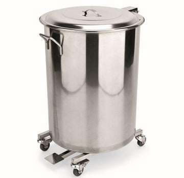 Pubela inox 65 L, cu 4 roti, deschidere capac cu pedala