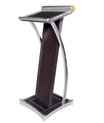 Pupitru conferinta, inox cu piele sintetica, 50x50xH120 cm Structura de lemn imbracat in