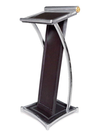 Pupitru conferinta, inox cu piele sintetica, 50x50xH120 cm Structura de lemn imbracat in